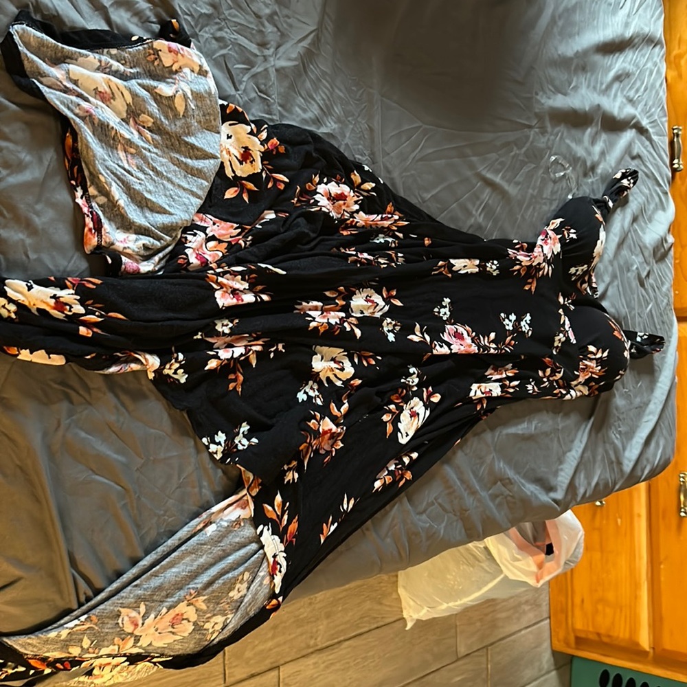 Floral ankle length dress, with built in cups